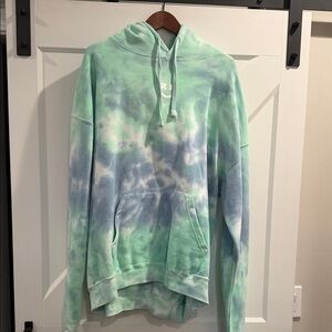 Barstool Tie-Dye Hoodie in Green and Blue